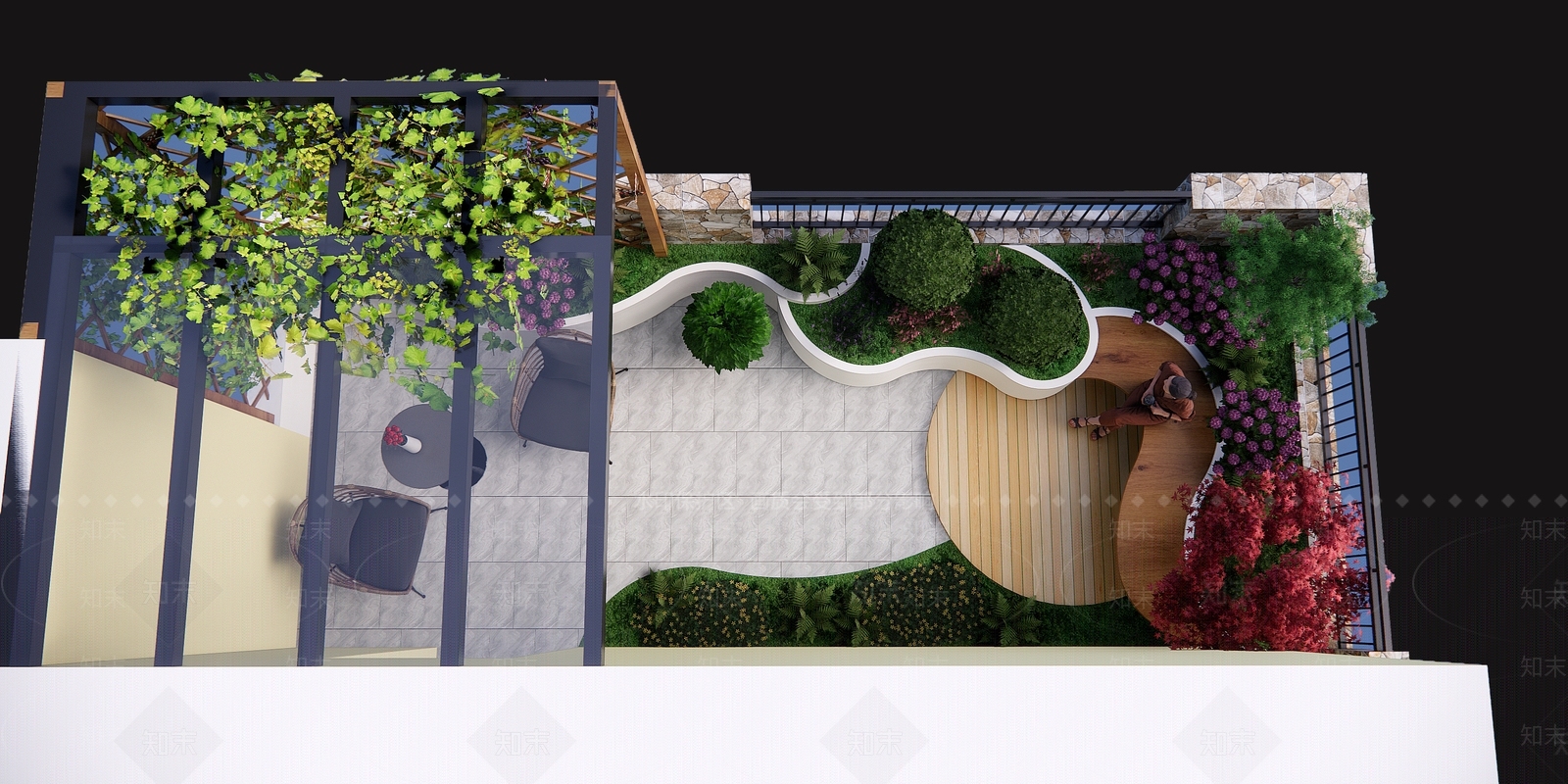 现代别墅阳台SU模型下载【ID:1114377489】