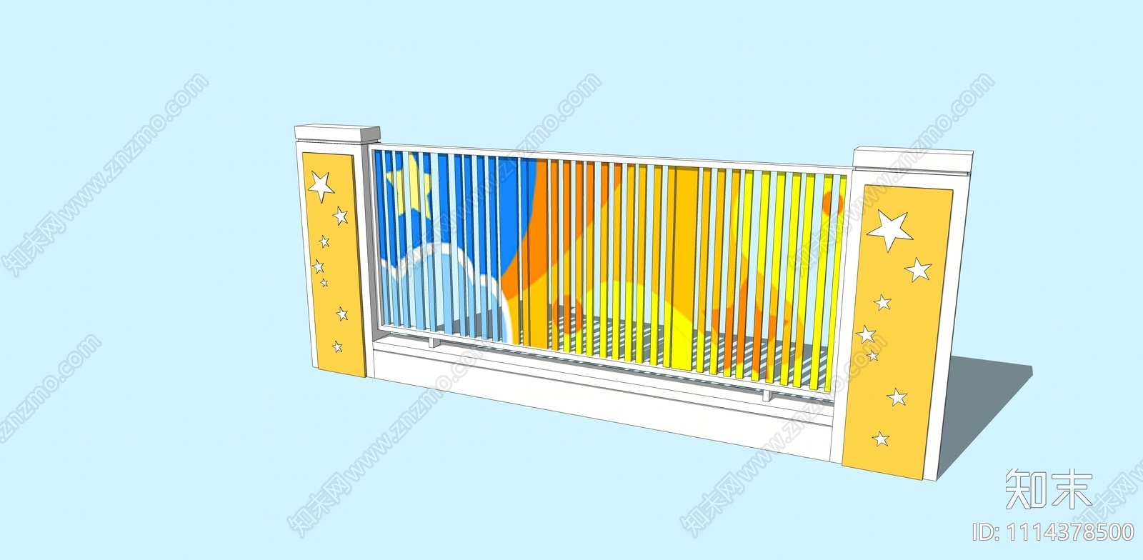 现代幼儿园围墙SU模型下载【ID:1114378500】