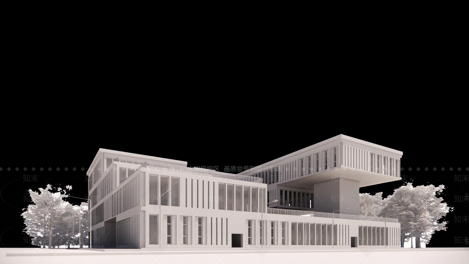 现代图书馆建筑SU模型下载【ID:1114378891】
