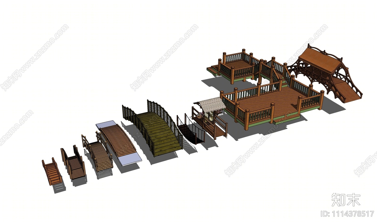 现代景观桥SU模型下载【ID:1114378517】