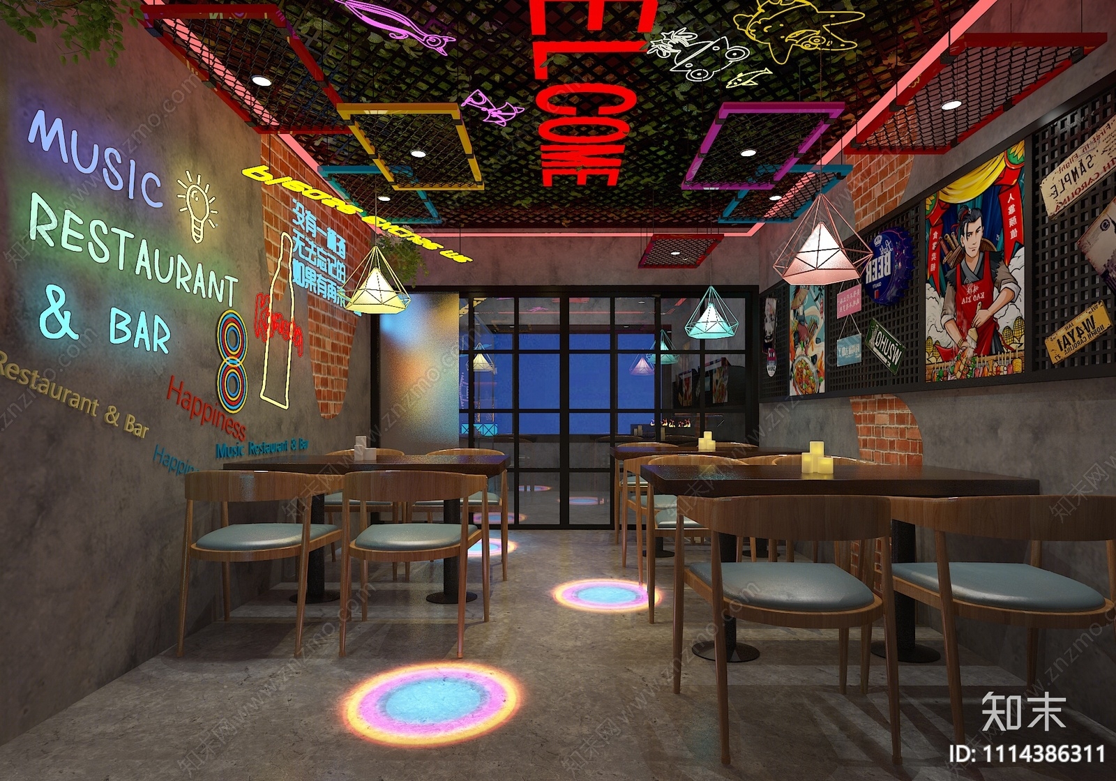 工业风烧烤店3D模型下载【ID:1114386311】