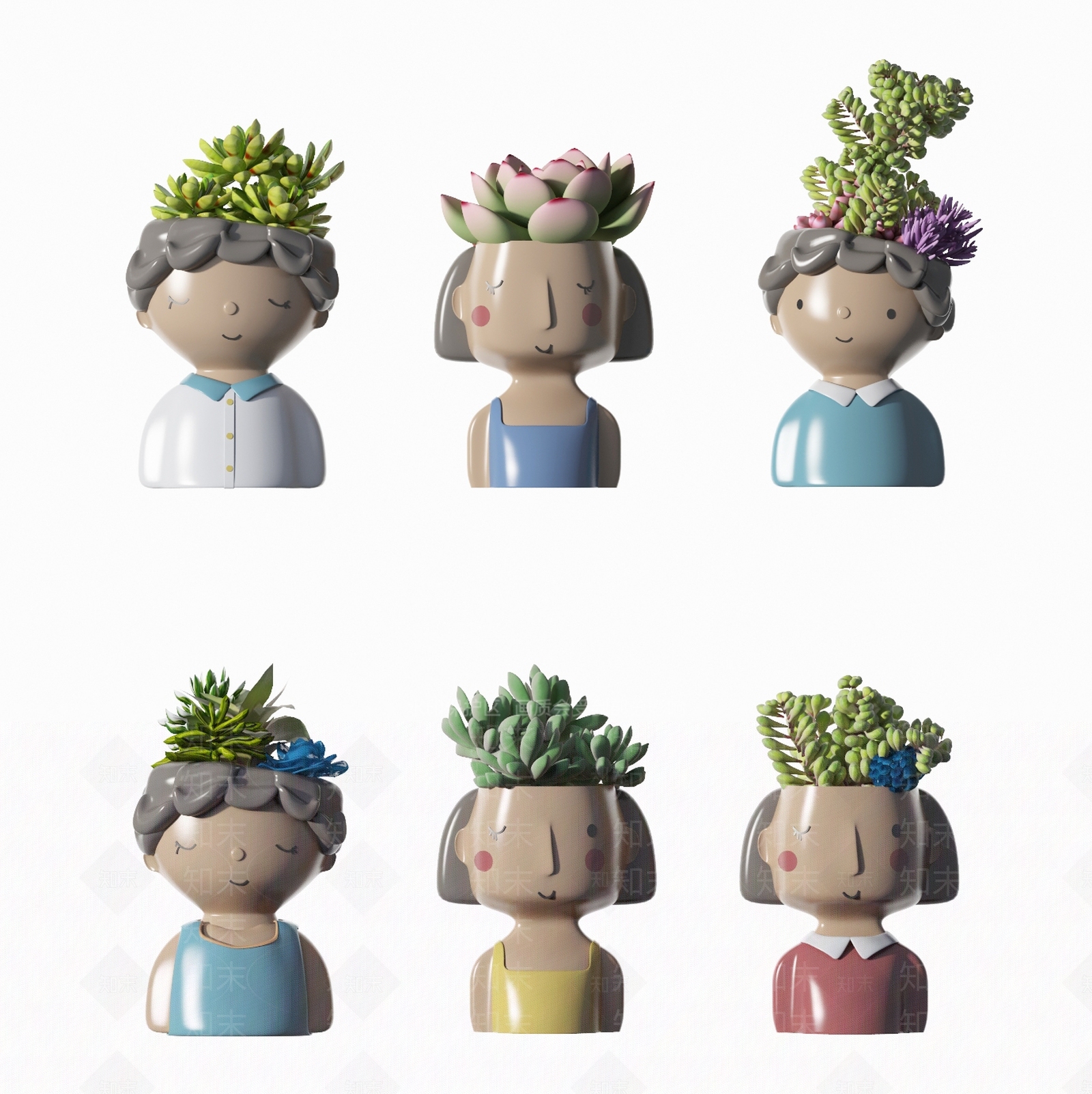 北欧陶瓷植物盆栽SU模型下载【ID:1114387852】