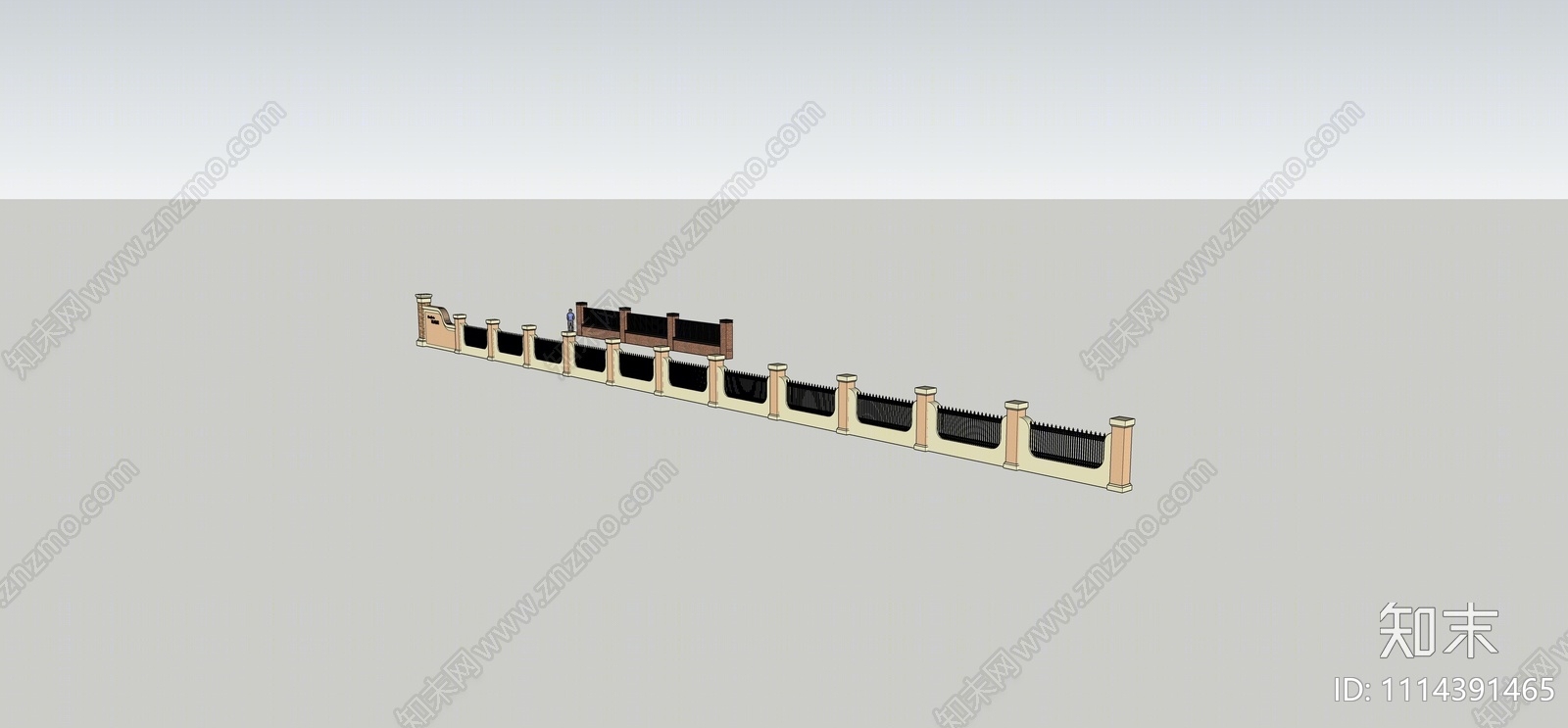 简欧景墙围墙SU模型下载【ID:1114391465】