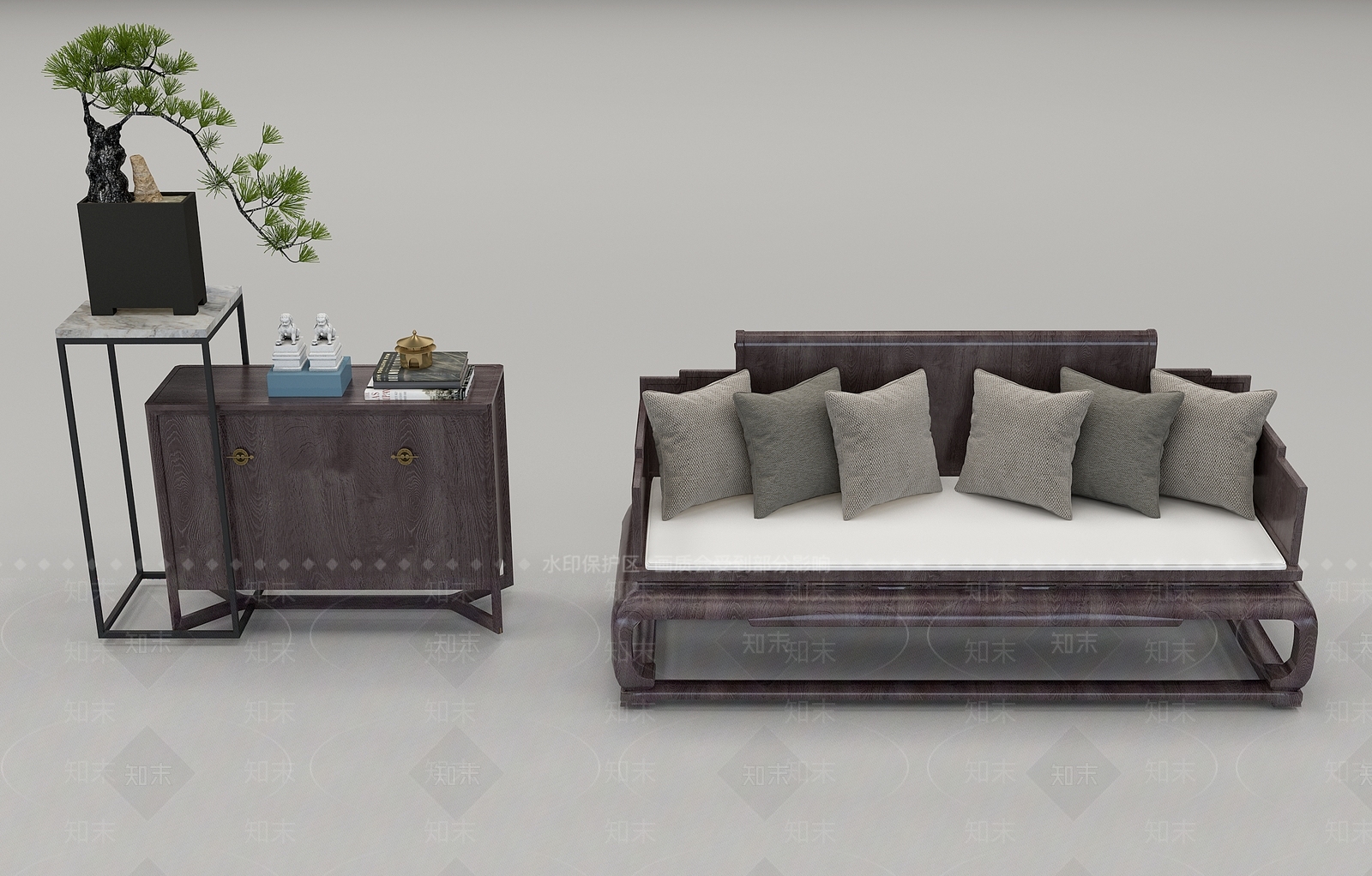 新中式罗汉床3D模型下载【ID:1114405161】