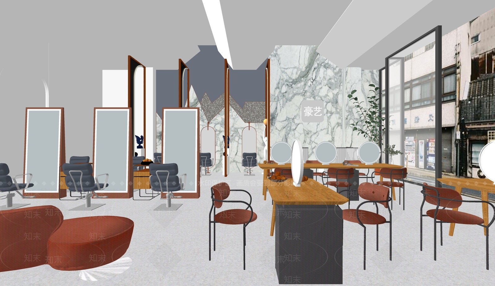 北欧轻奢美发店SU模型下载【ID:1114412159】