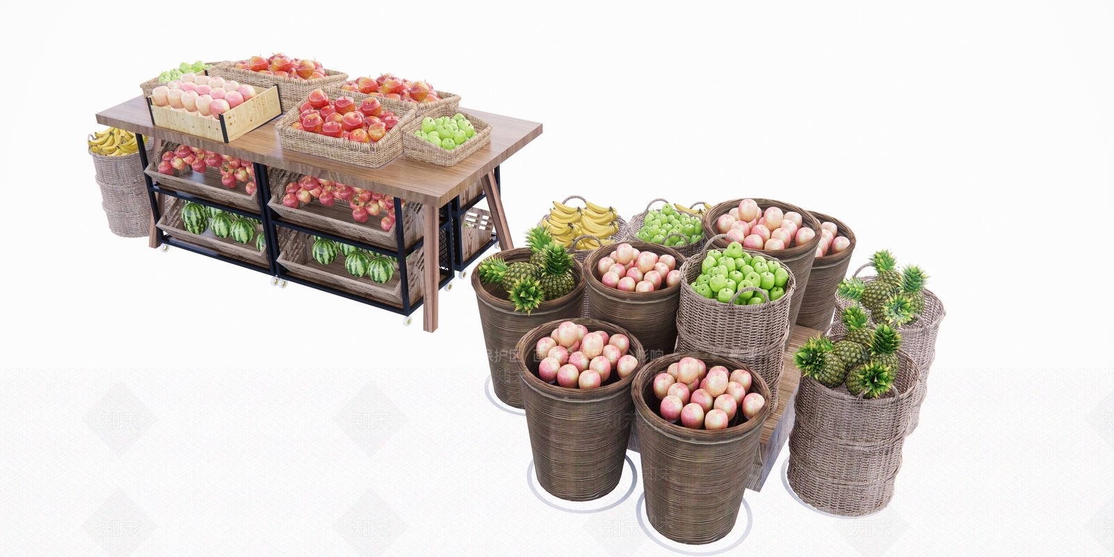 现代水果货架SU模型下载【ID:1114415191】