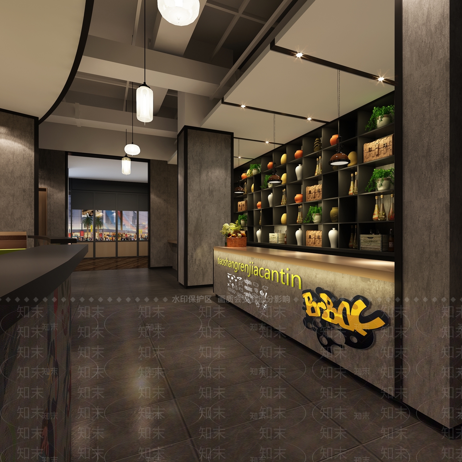 工业风自助餐厅3D模型下载【ID:1114416031】