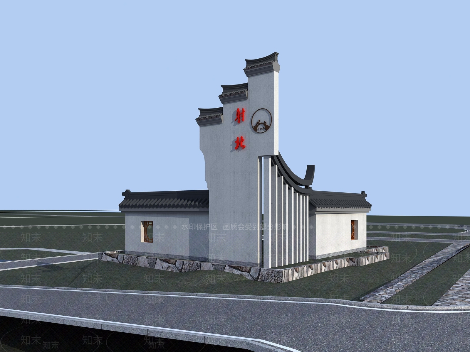 新中式村牌3D模型下载【ID:1114419036】