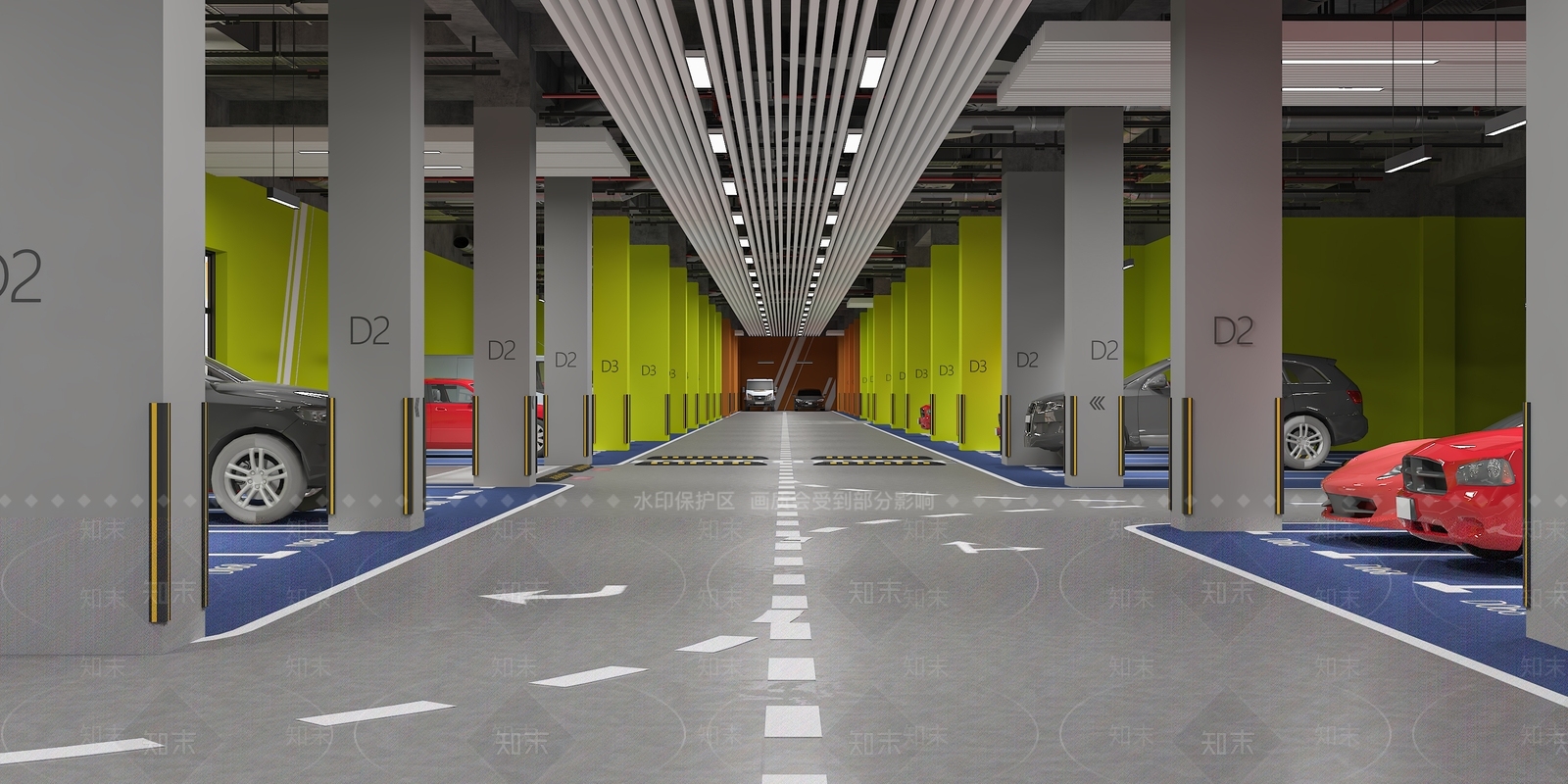 现代地下停车场3D模型下载【ID:1114420924】