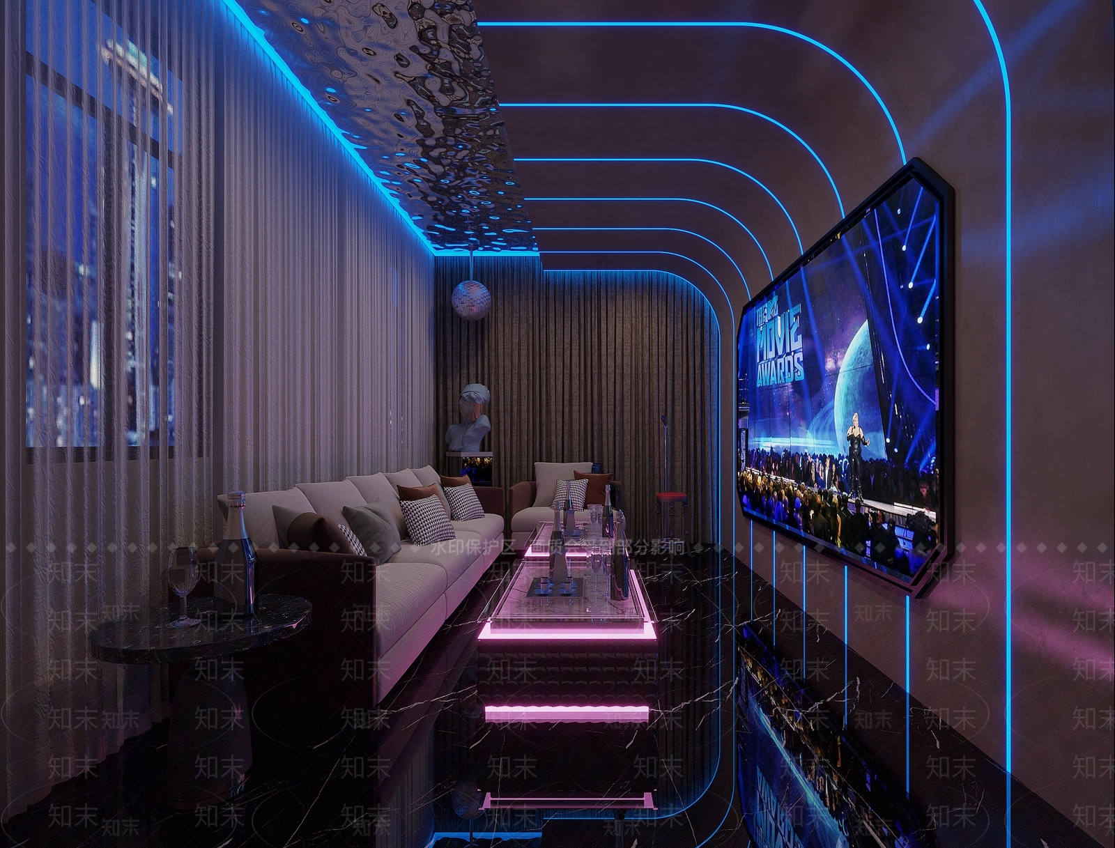 现代KTV包厢3D模型下载【ID:1114425896】