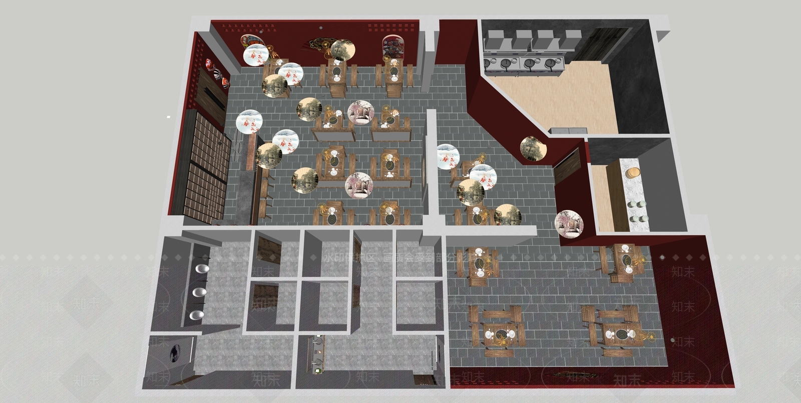 新中式京剧火锅店SU模型下载【ID:1114426112】