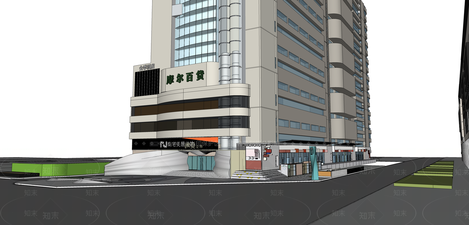 现代商业街改造SU模型下载【ID:1114431359】