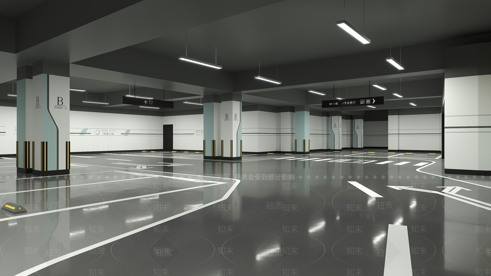 现代地下停车场3D模型下载【ID:1114431696】