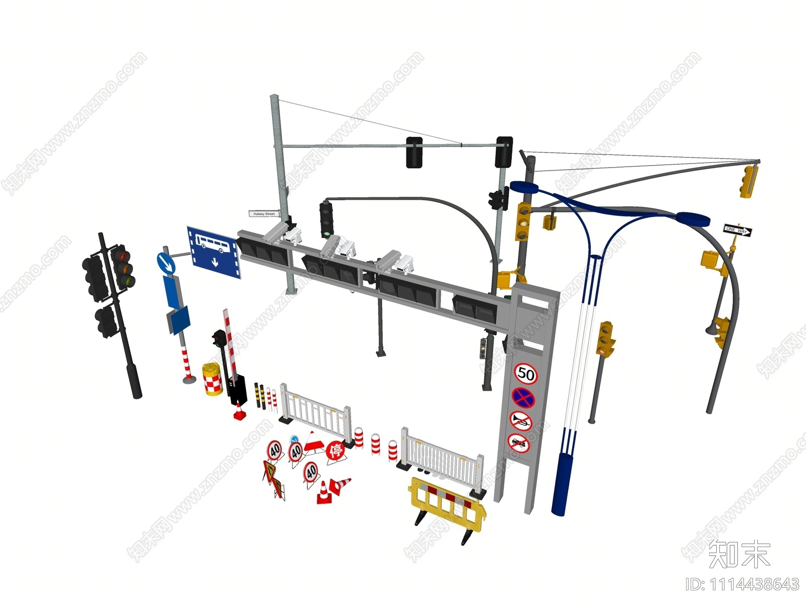 现代交通信号灯SU模型下载【ID:1114438643】