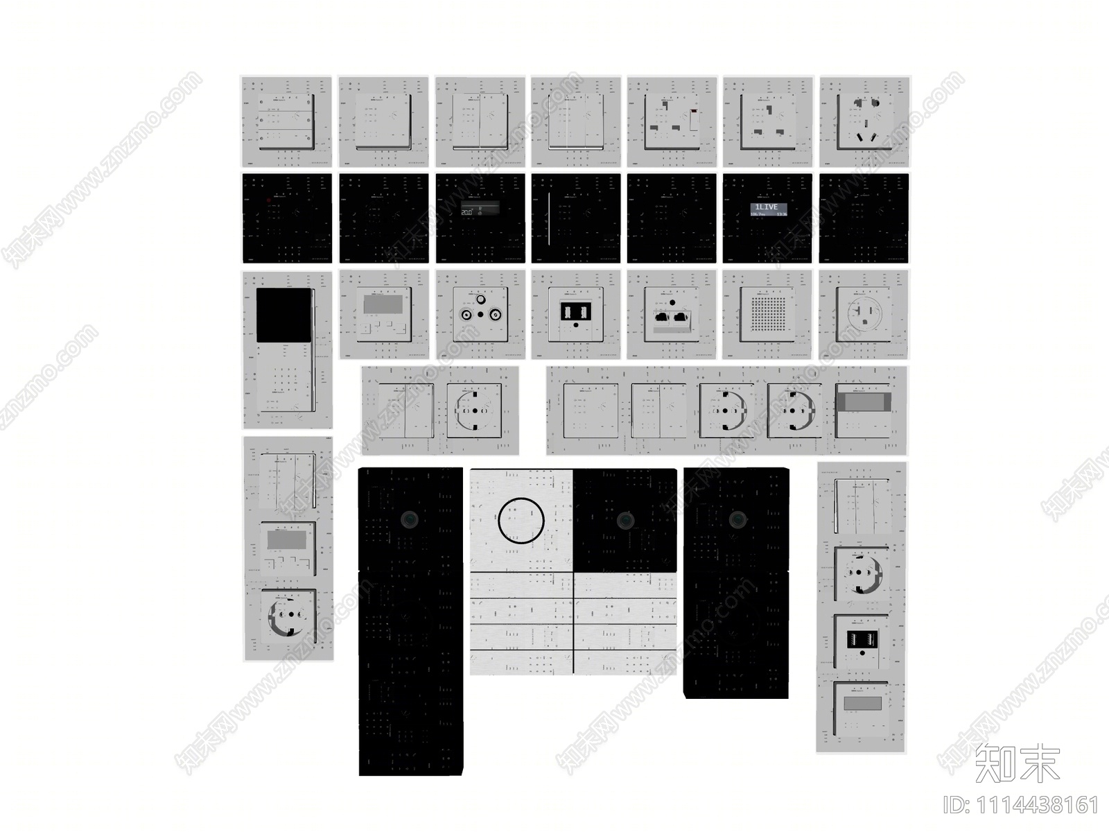 现代开关插座组合SU模型下载【ID:1114438161】