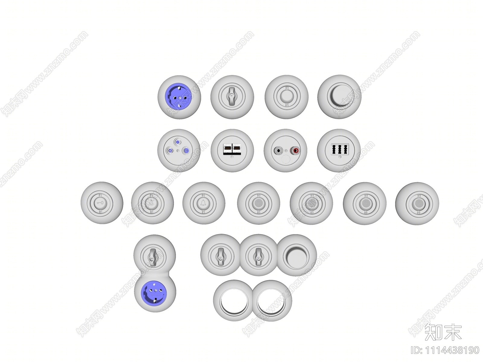 现代开关插座组合SU模型下载【ID:1114438190】