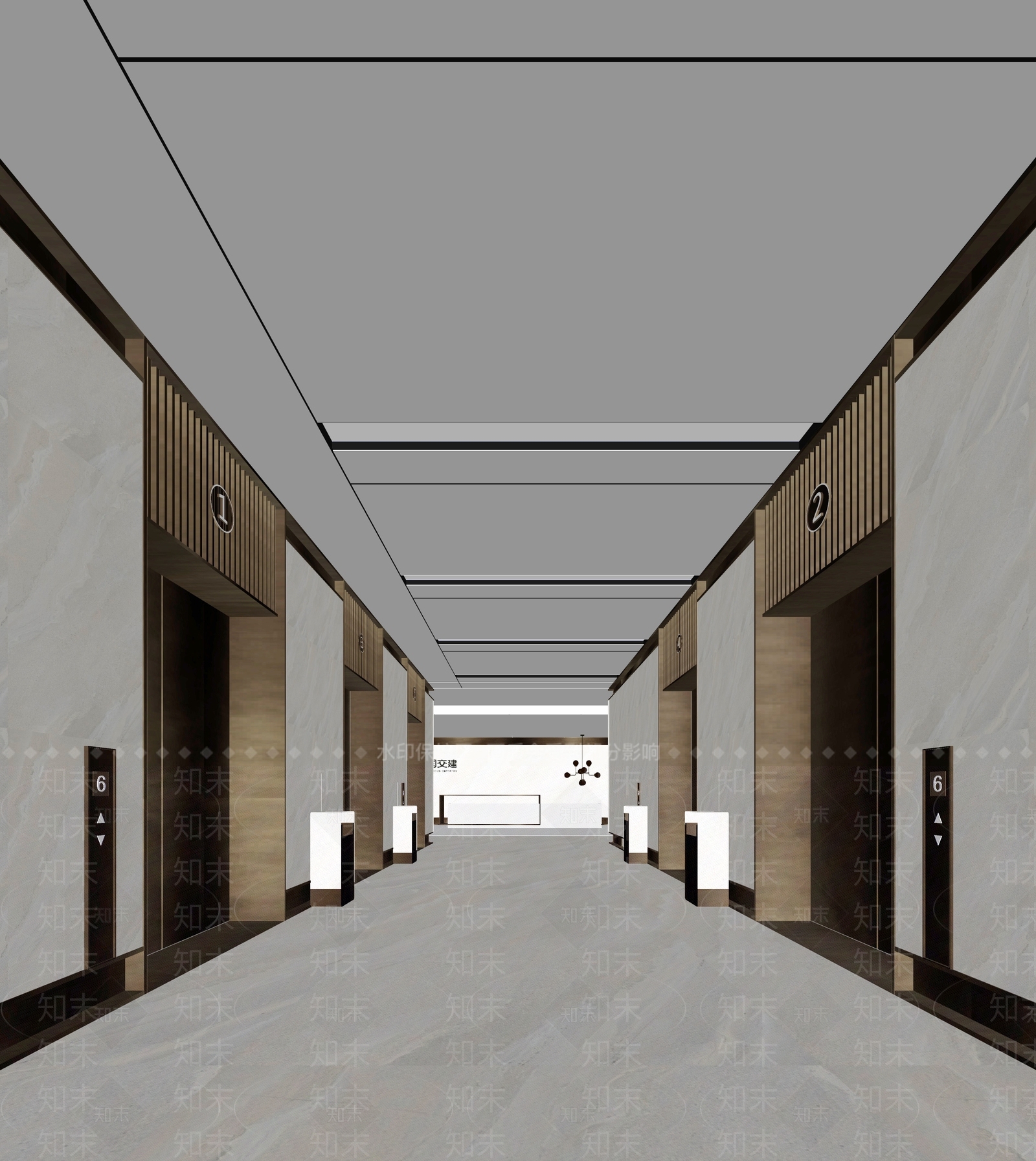 现代办公电梯厅SU模型下载【ID:1114440258】