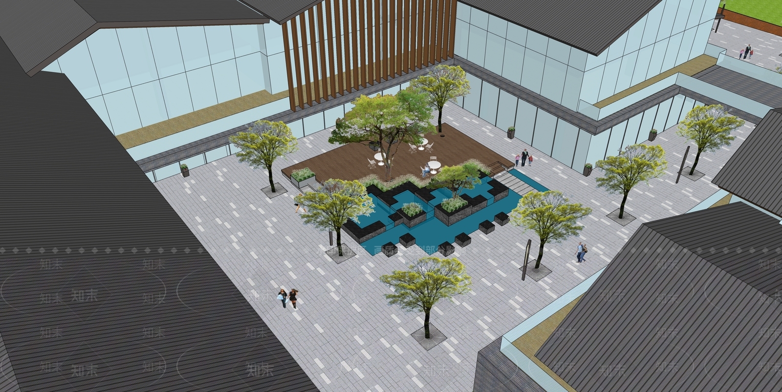现代办公景观SU模型下载【ID:1114441779】