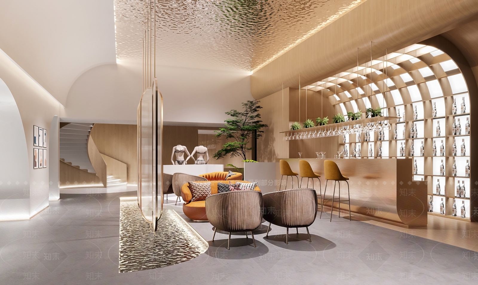 现代酒店休息区3D模型下载【ID:1114444511】