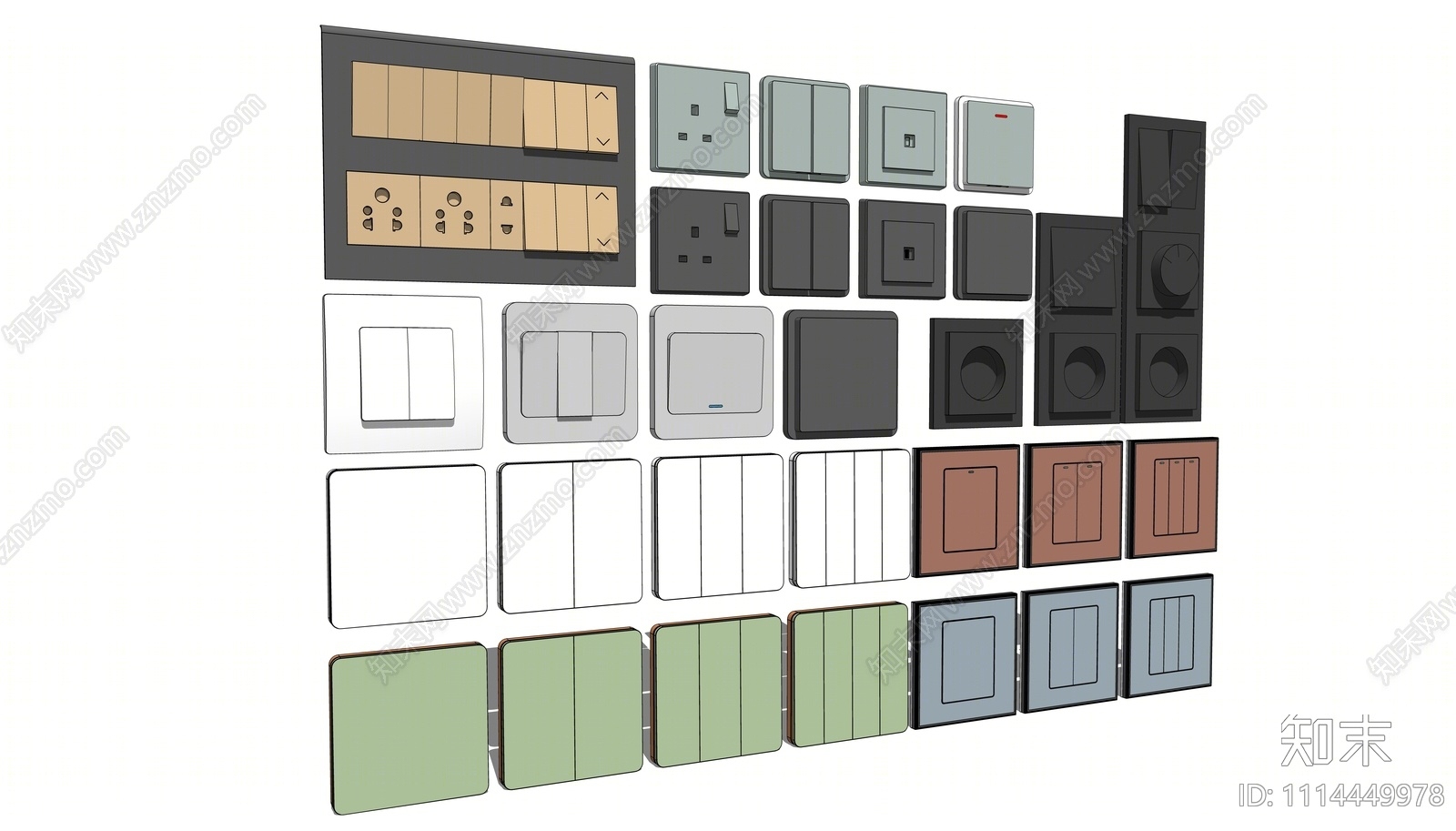现代开关插座组合SU模型下载【ID:1114449978】