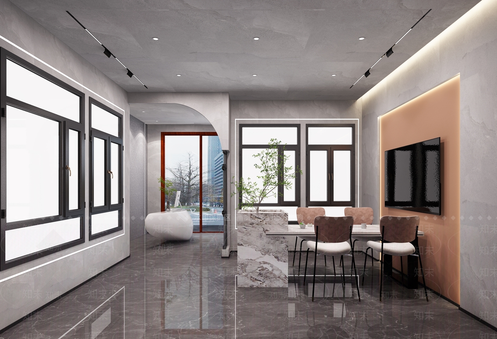 现代门窗专卖店3D模型下载【ID:1114452034】