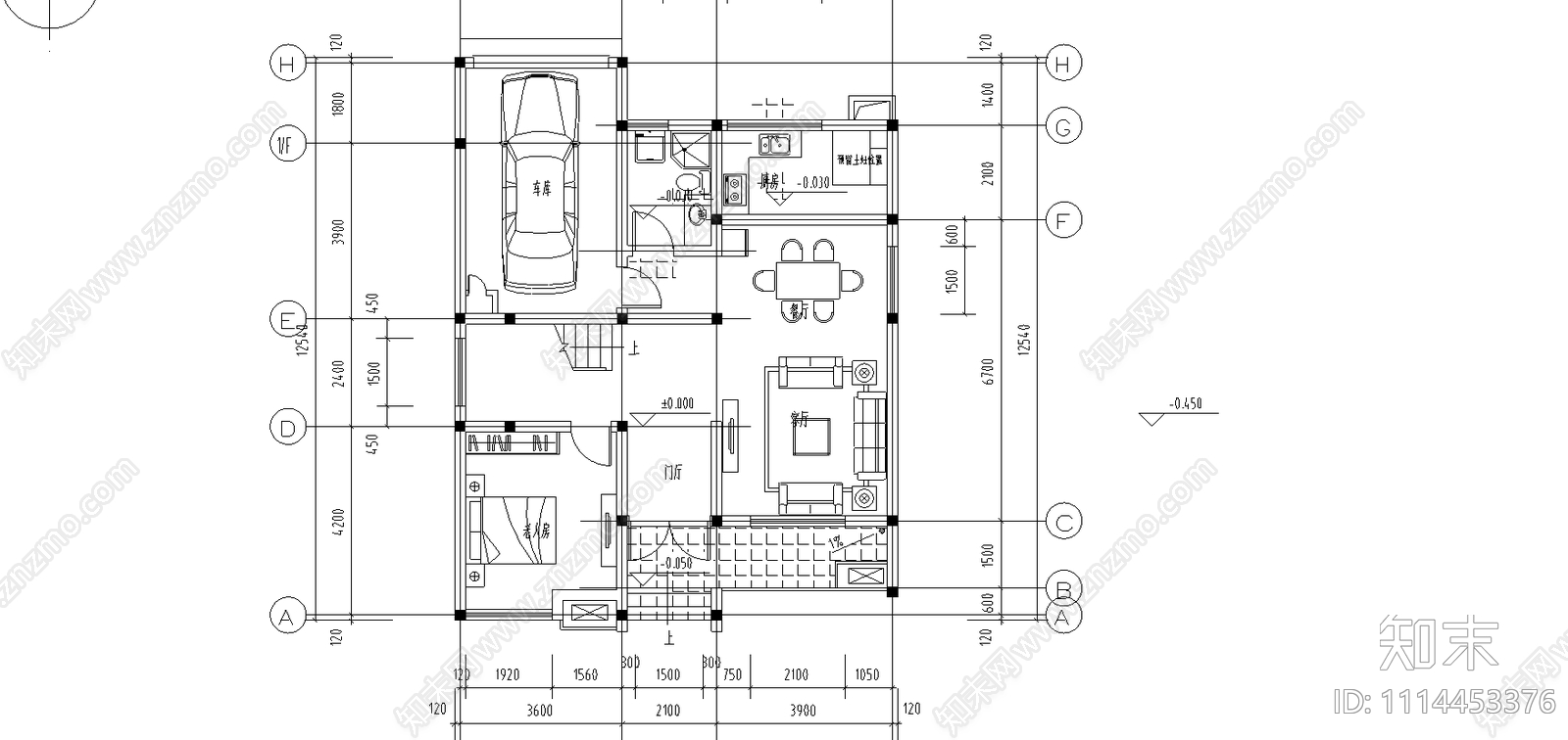 三层别墅带车库施工图施工图下载【ID:1114453376】