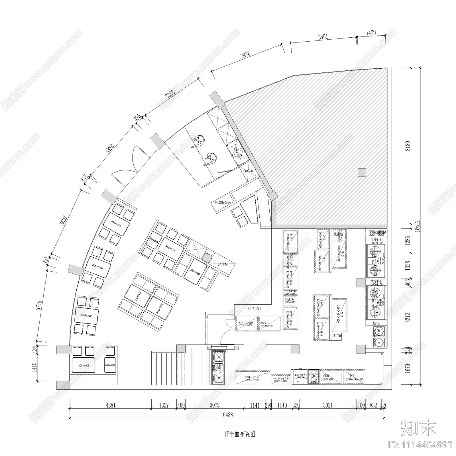 某快餐店平面布置图cad施工图下载【ID:1114454995】