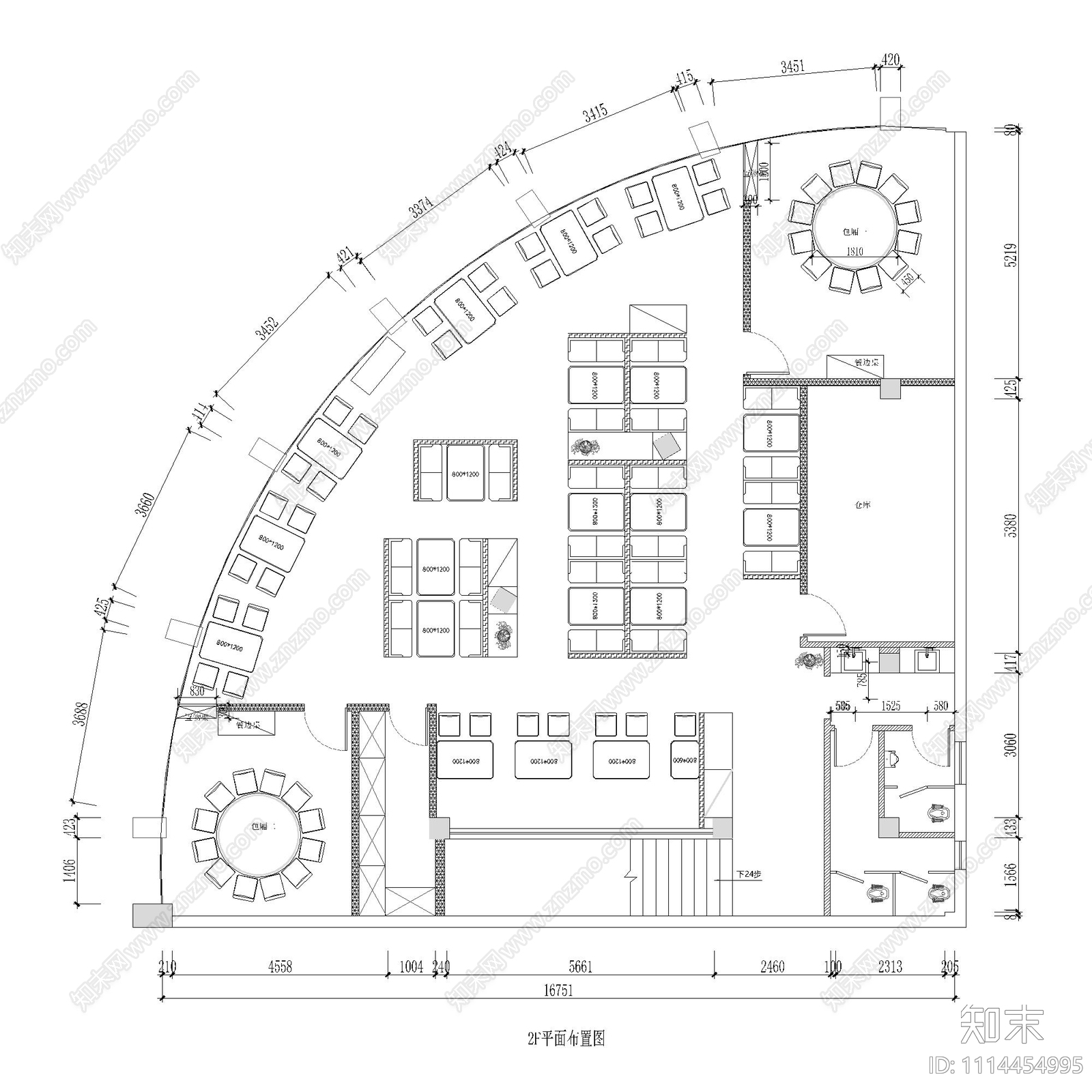 某快餐店平面布置图cad施工图下载【ID:1114454995】