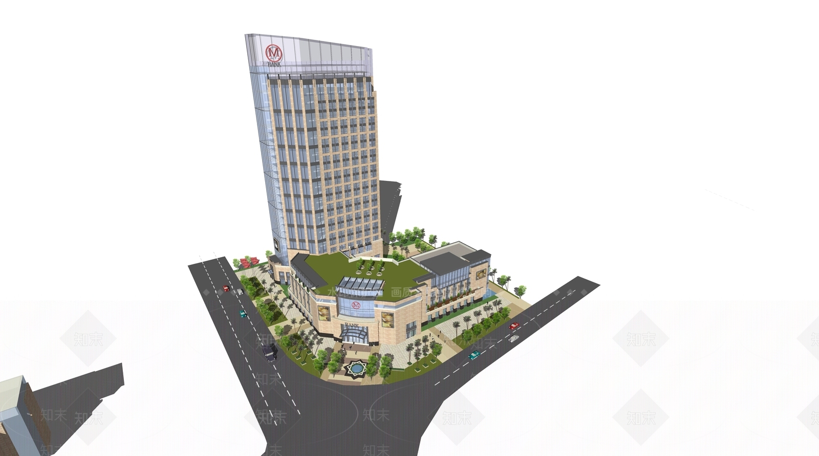 现代金融建筑SU模型下载【ID:1114455076】