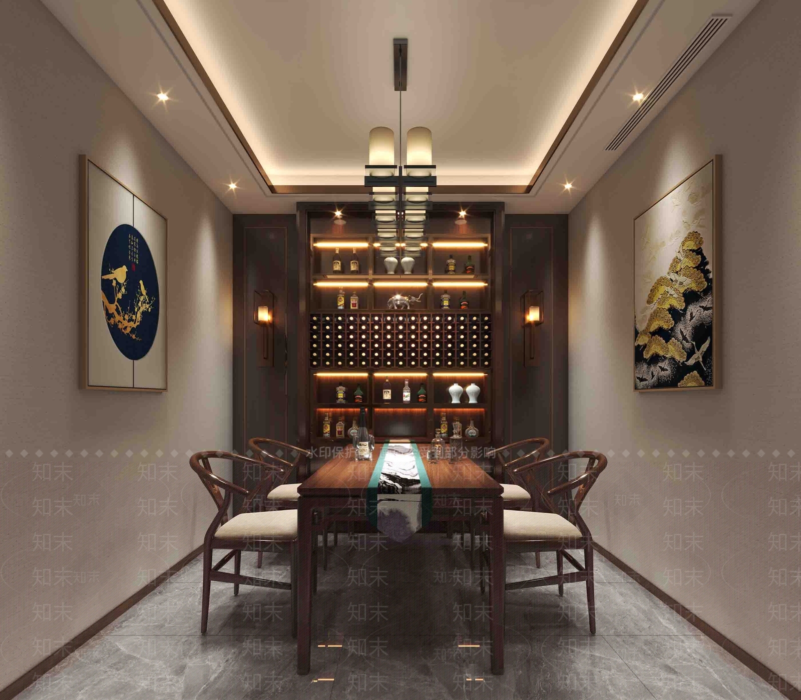 新中式品酒区3D模型下载【ID:1114455265】