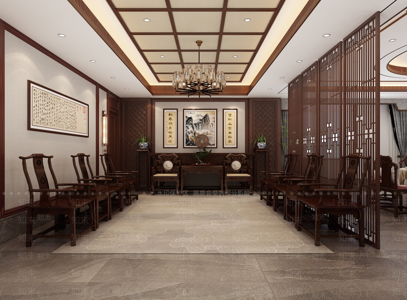 中式茶馆3D模型下载【ID:1222055283】