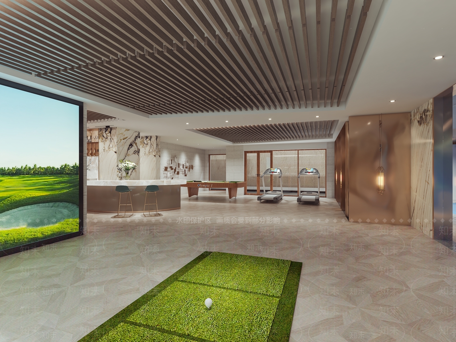 现代室内高尔夫室内球场3D模型下载【ID:1114455724】