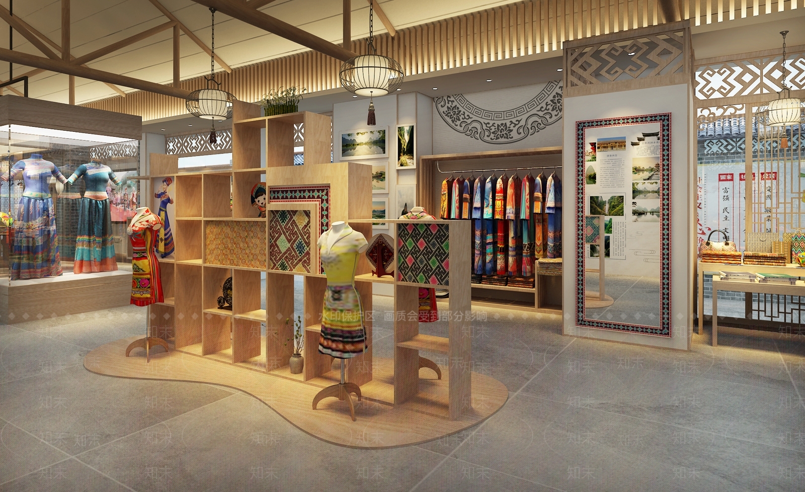 新中式民族衣服展厅3D模型下载【ID:1114463534】