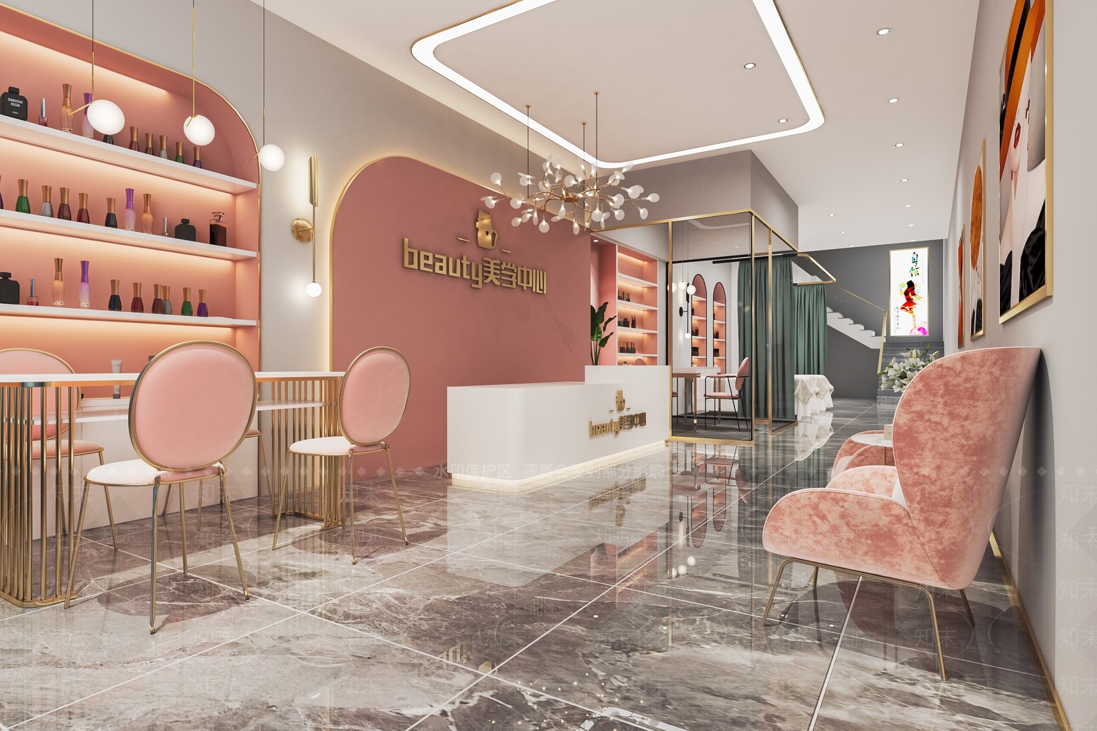 现代美容美甲美发店SU模型下载【ID:1114457513】