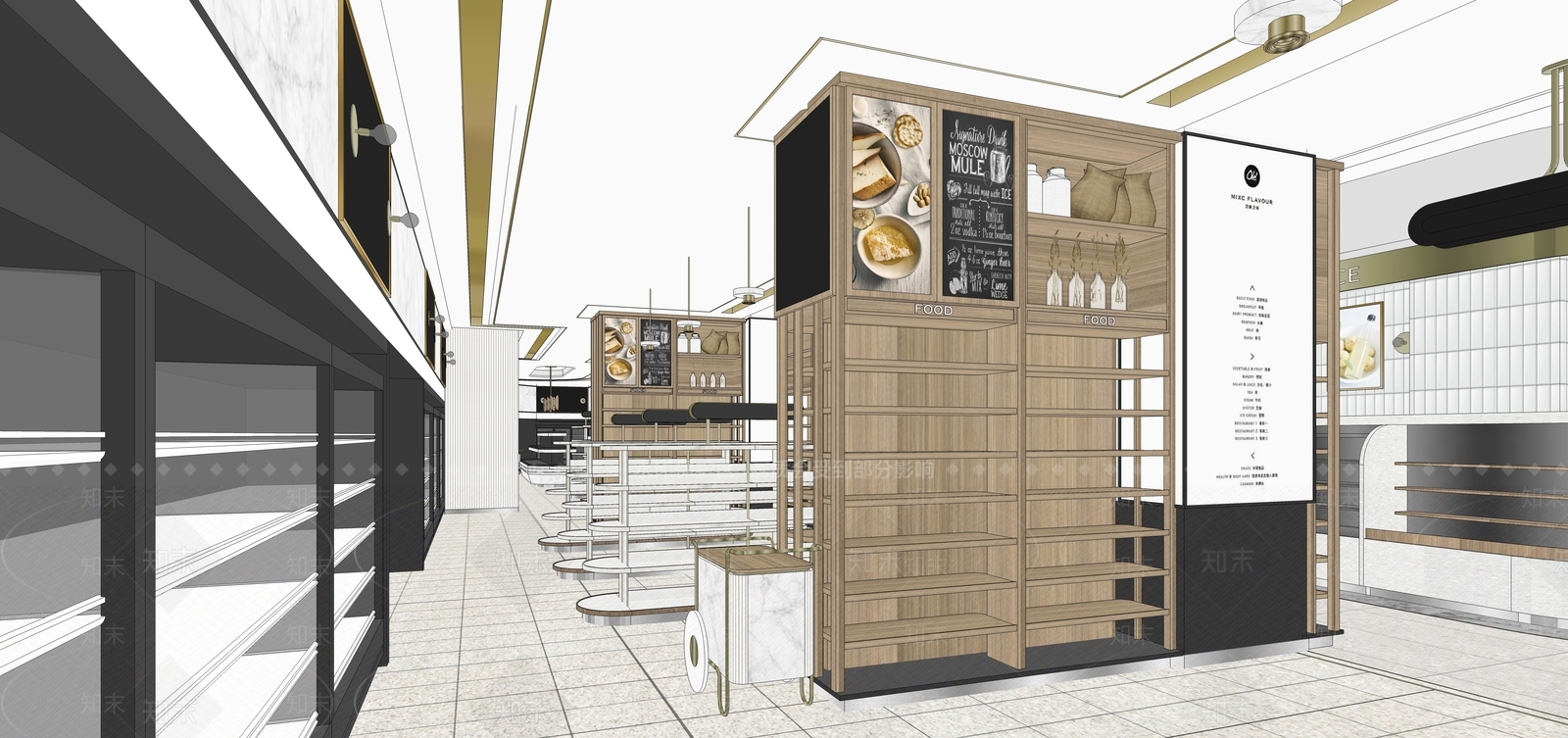 现代OLE精品超市SU模型下载【ID:1114458033】