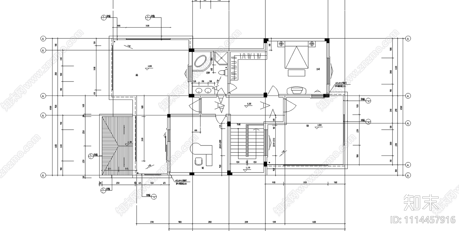 别墅带车库施工图cad施工图下载【ID:1114457916】