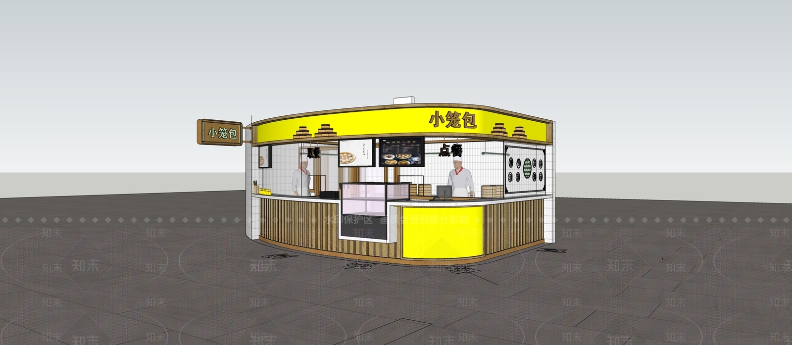 现代包子摊位SU模型下载【ID:1114462028】