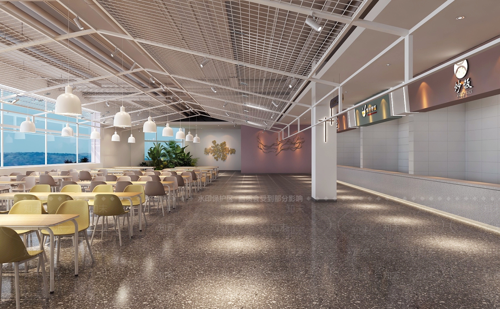 现代团餐食堂3D模型下载【ID:1114462959】