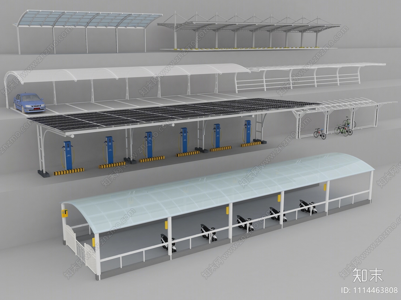 现代车棚3D模型下载【ID:1114463808】