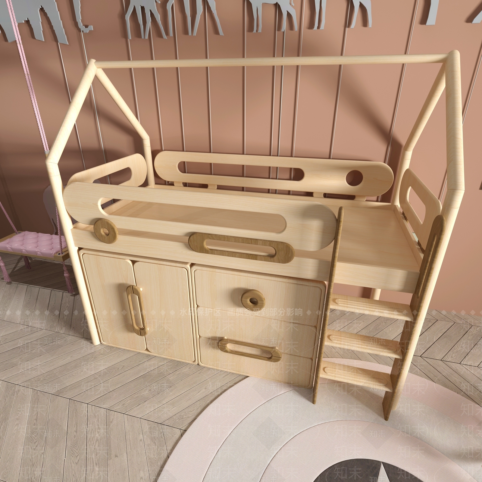 北欧儿童床3D模型下载【ID:1114466049】