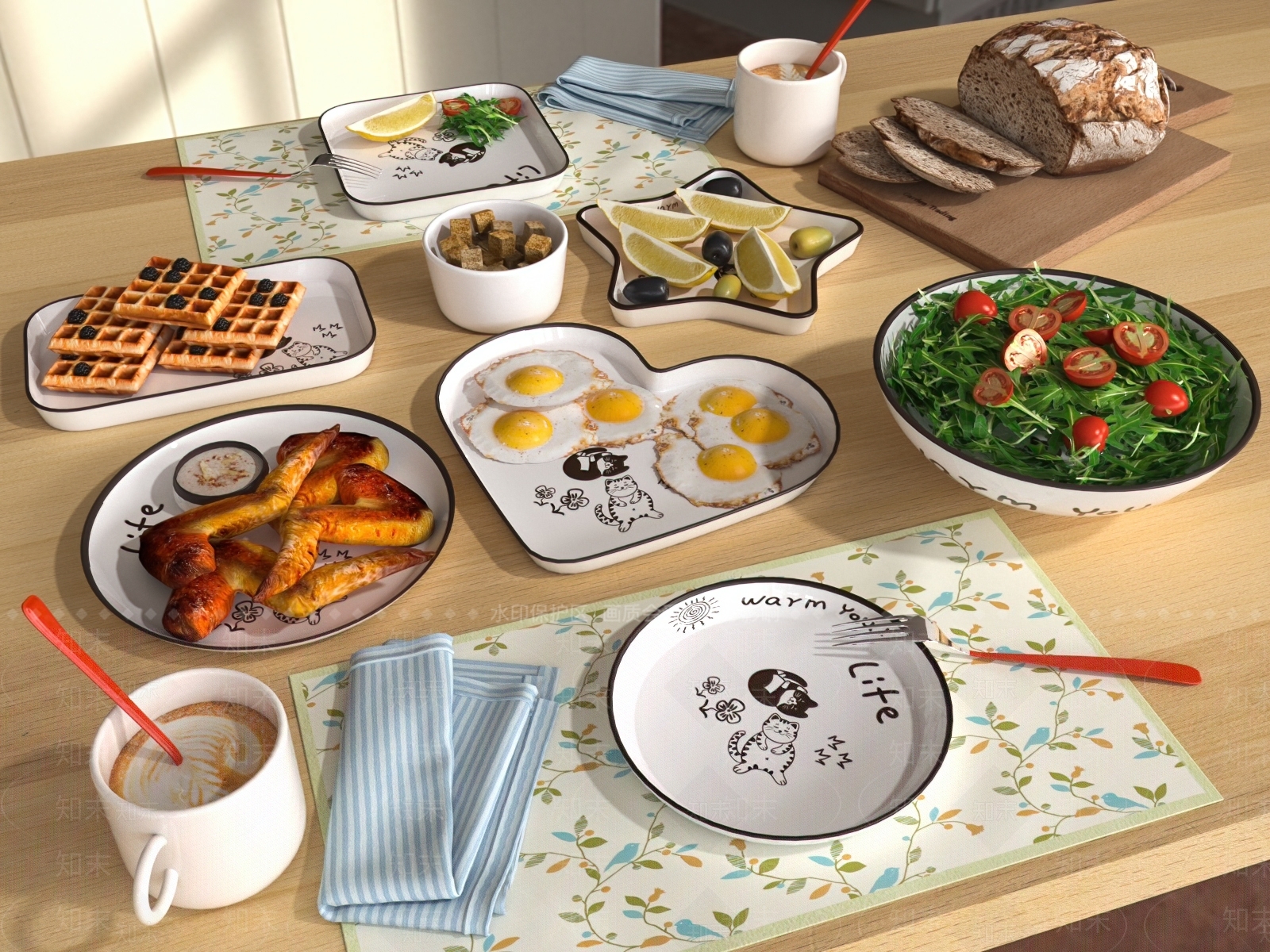 餐具组合3D模型下载【ID:1114465300】