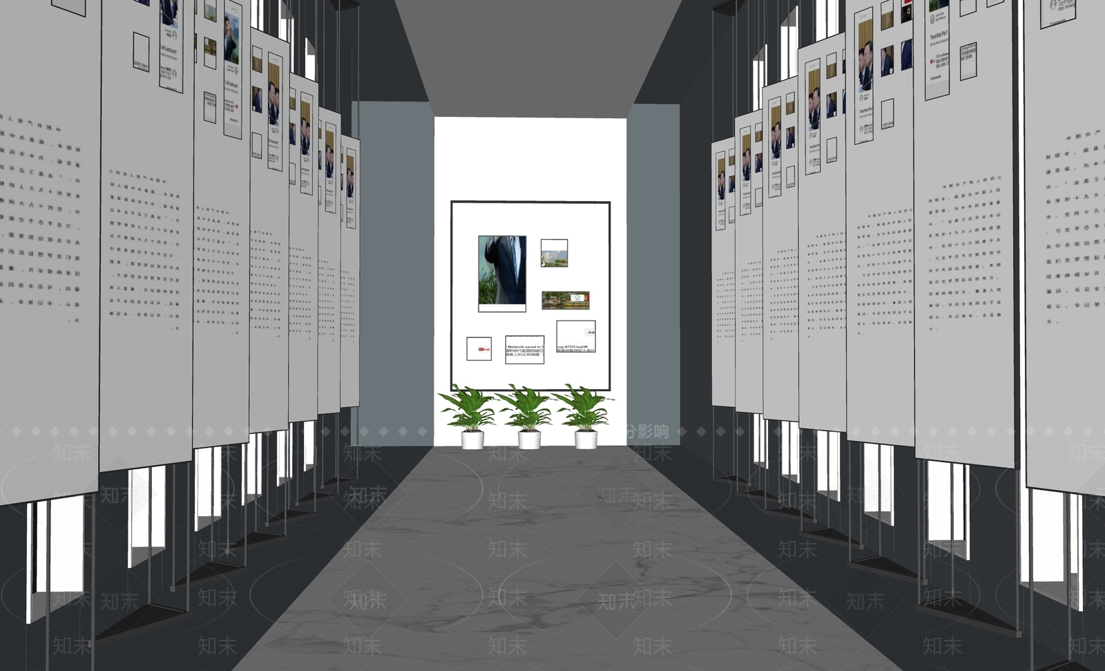 现代展厅过道SU模型下载【ID:1114465311】