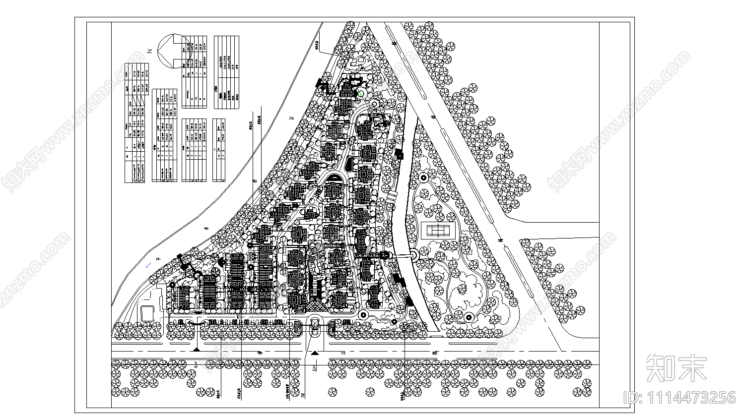 绍兴某高档小区总平面图施工图下载【ID:1114473256】