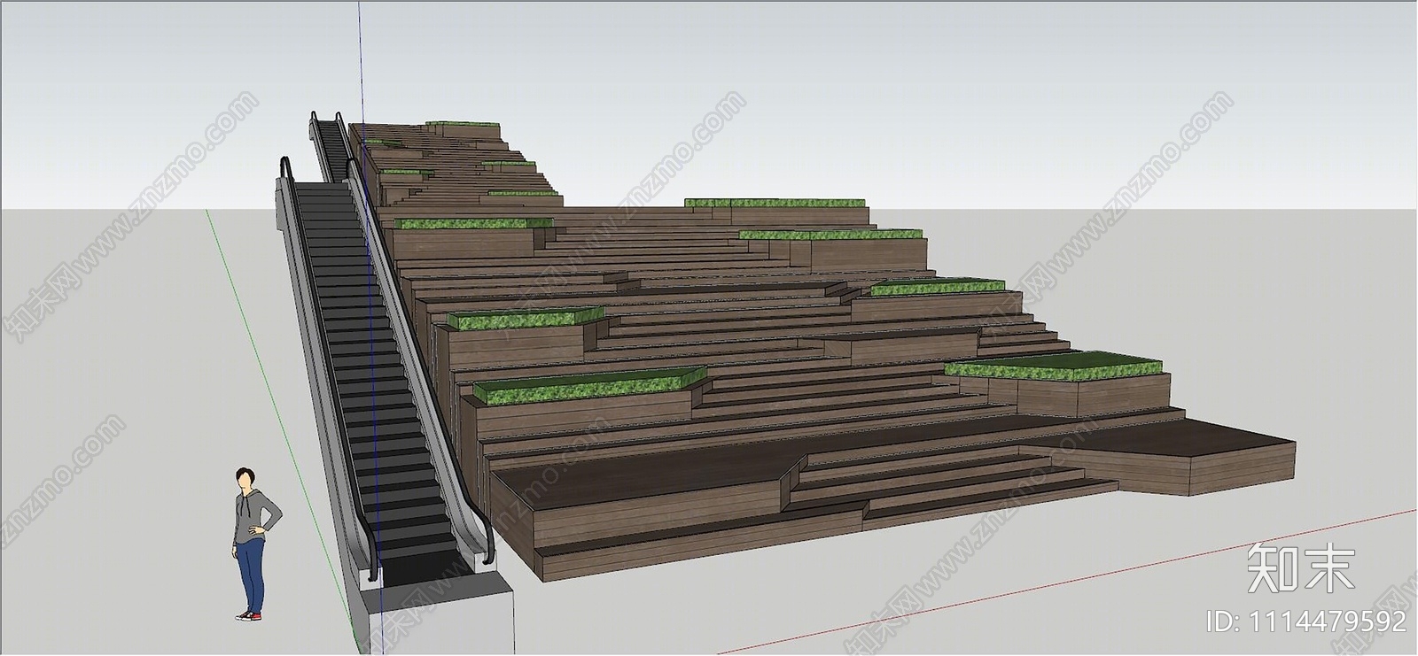 现代高差设计台阶景观SU模型下载【ID:1114479592】