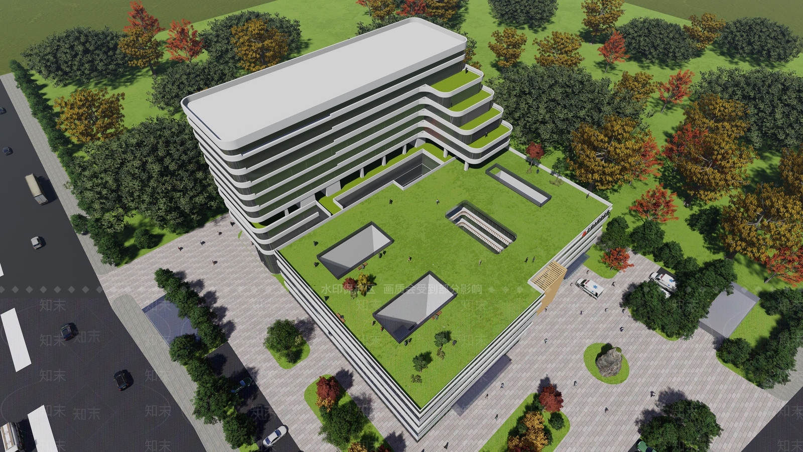 现代医疗建筑SU模型下载【ID:1114479961】