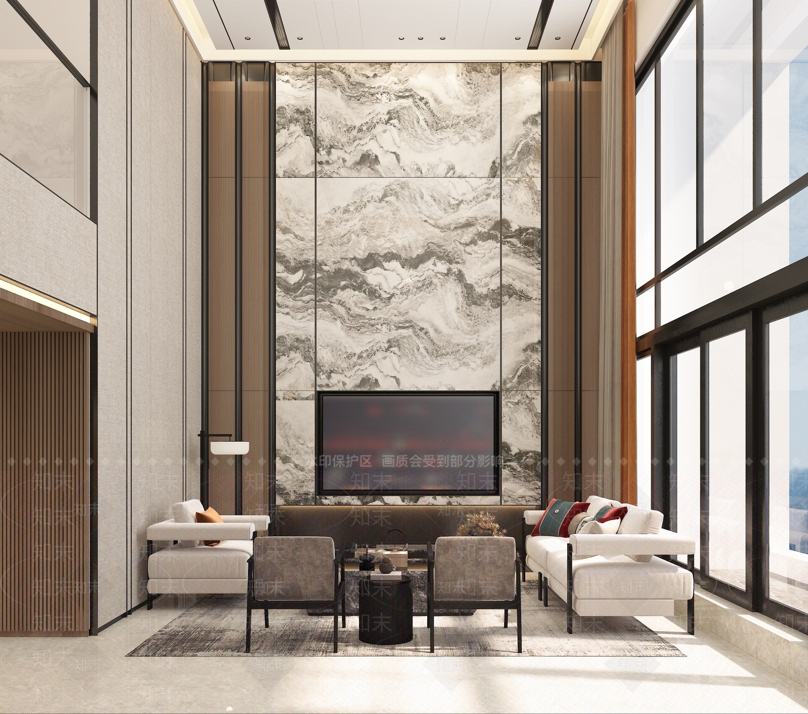 新中式复式客厅3D模型下载【ID:1114480669】