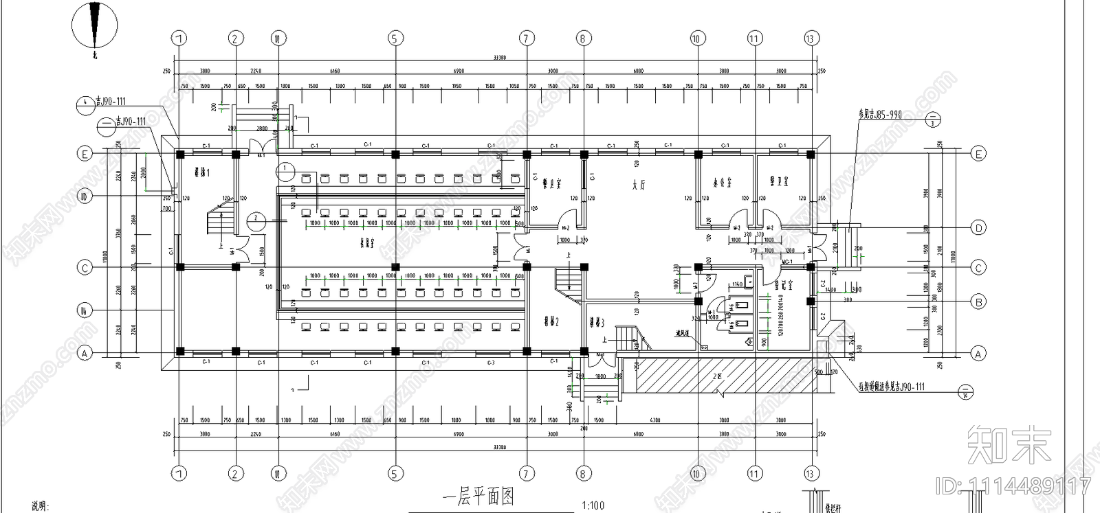 监狱综合办公楼框架结构建筑施工图施工图下载【ID:1114489117】