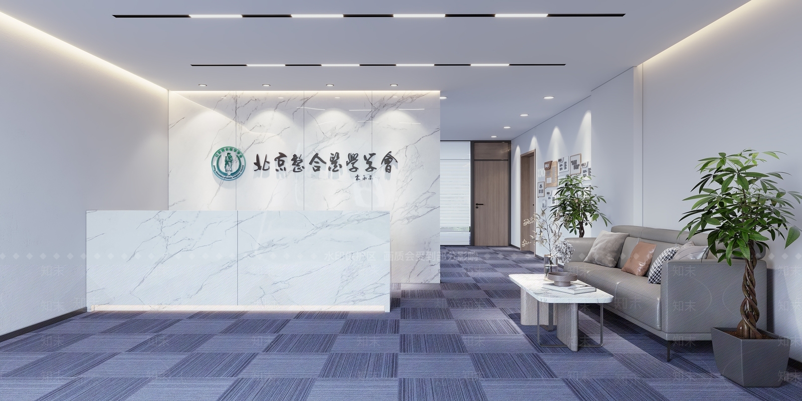 现代办公司前台3D模型下载【ID:1114491602】