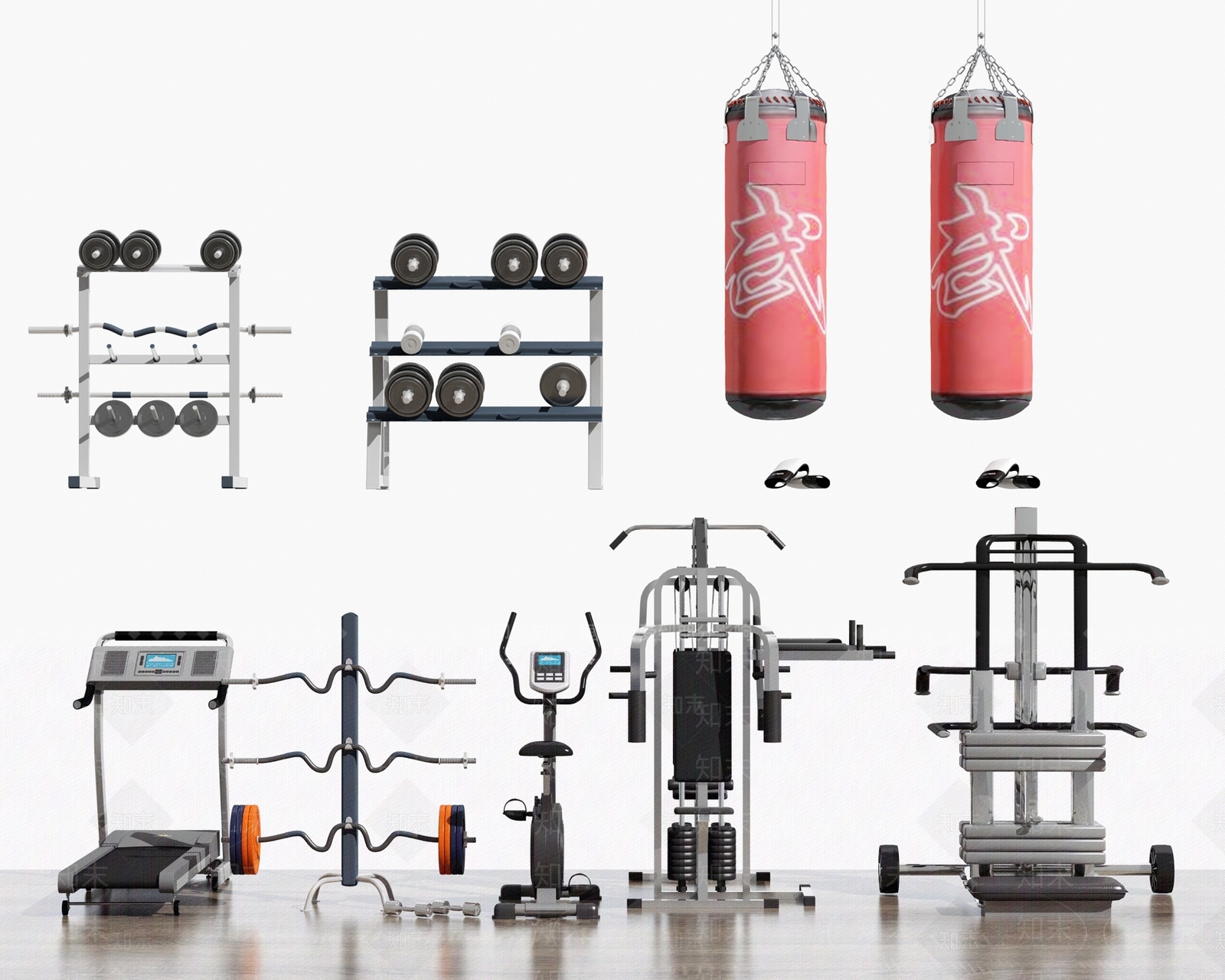 现代健身器械3D模型下载【ID:1114491964】