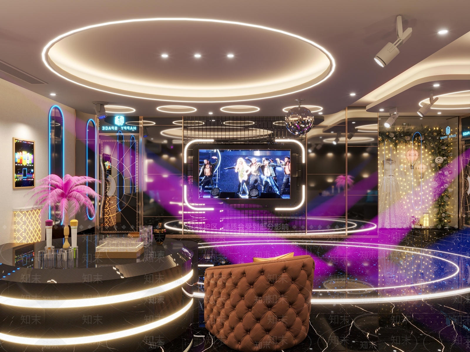 现代婚纱版KTV3D模型下载【ID:1114492183】